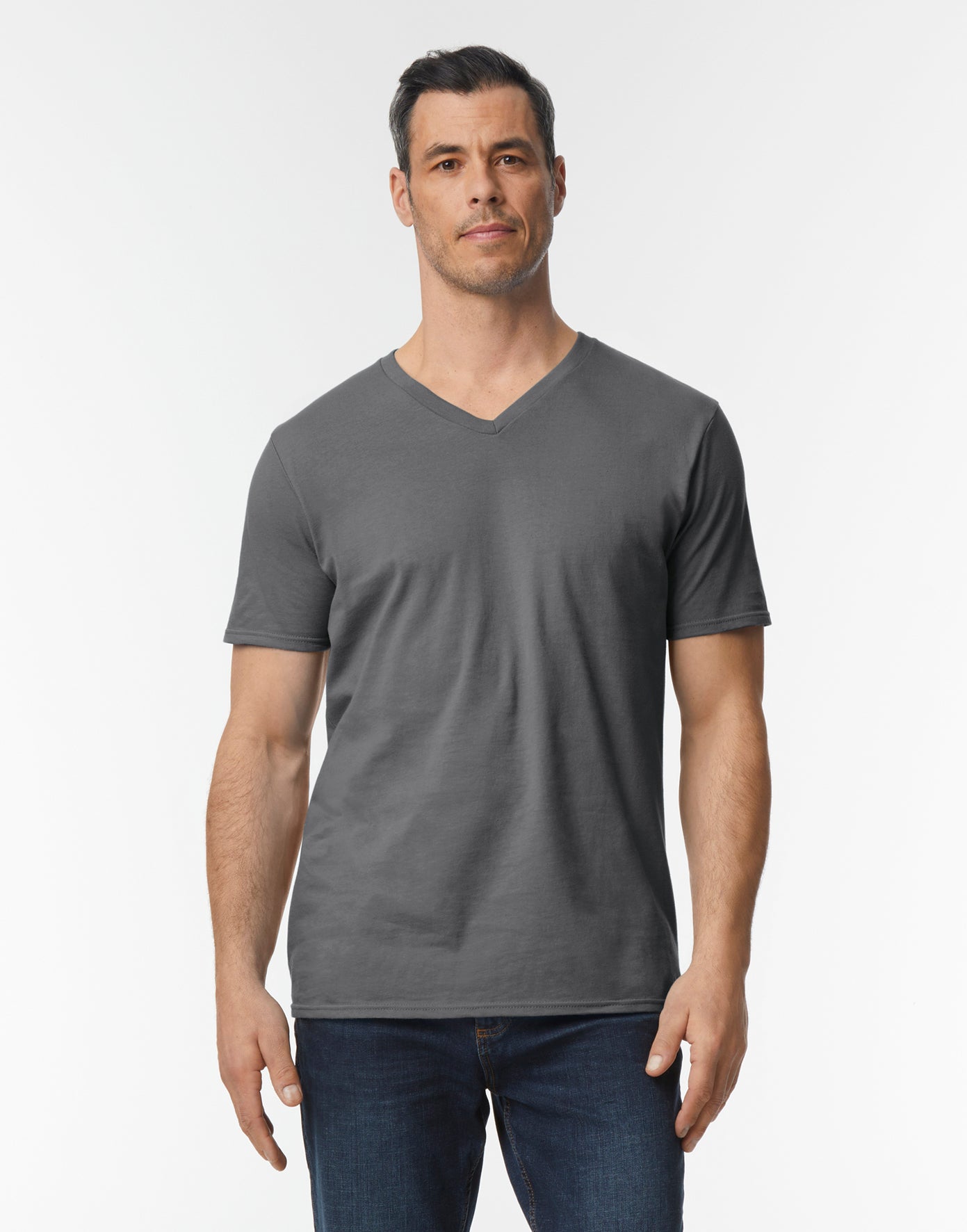 V-aukkoinen unisex t-paita painatuksella