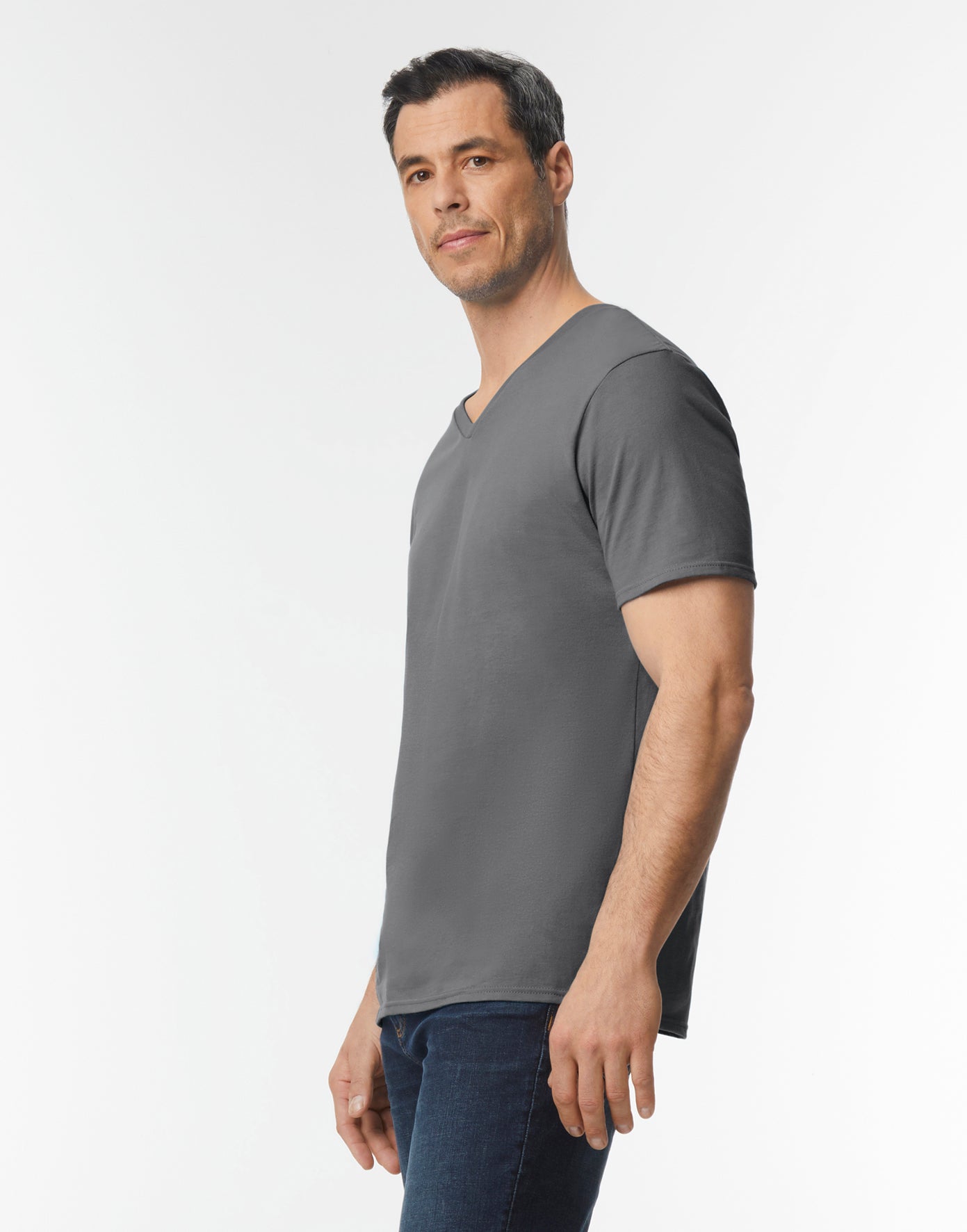 V-aukkoinen unisex t-paita painatuksella