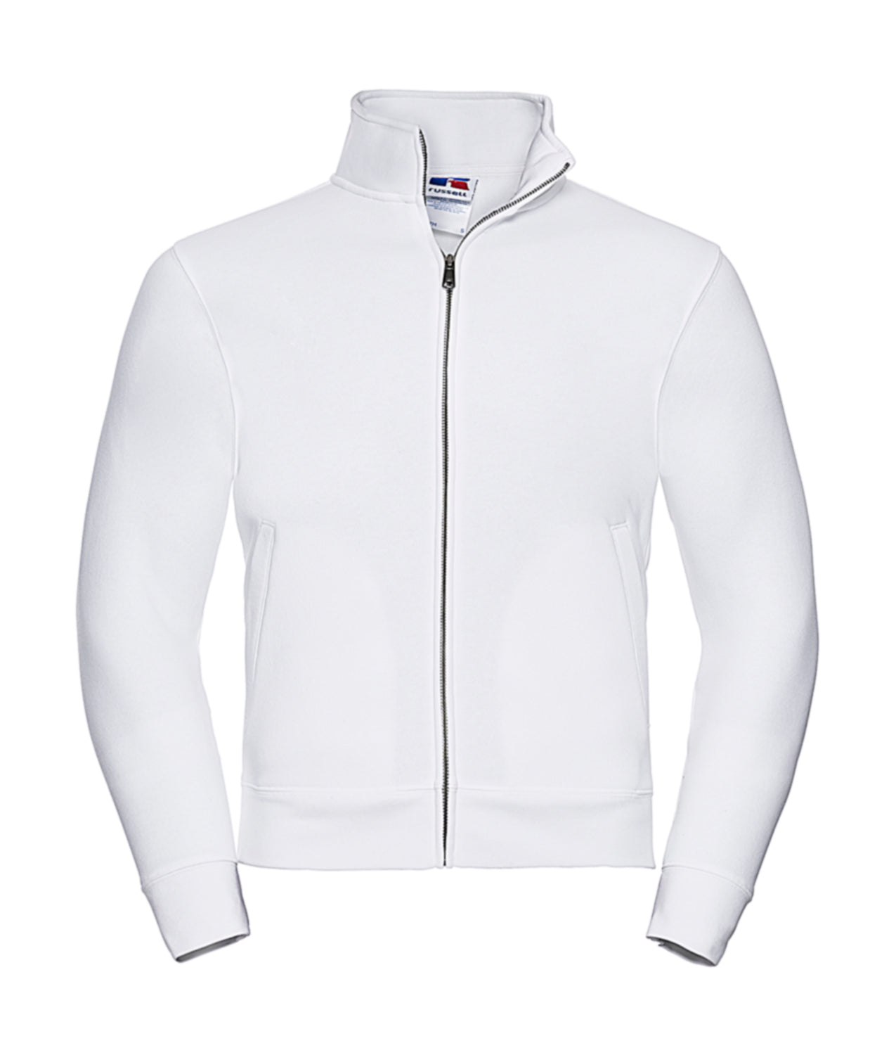 Miesten vetoketjullinen premium collegepaita painatuksella