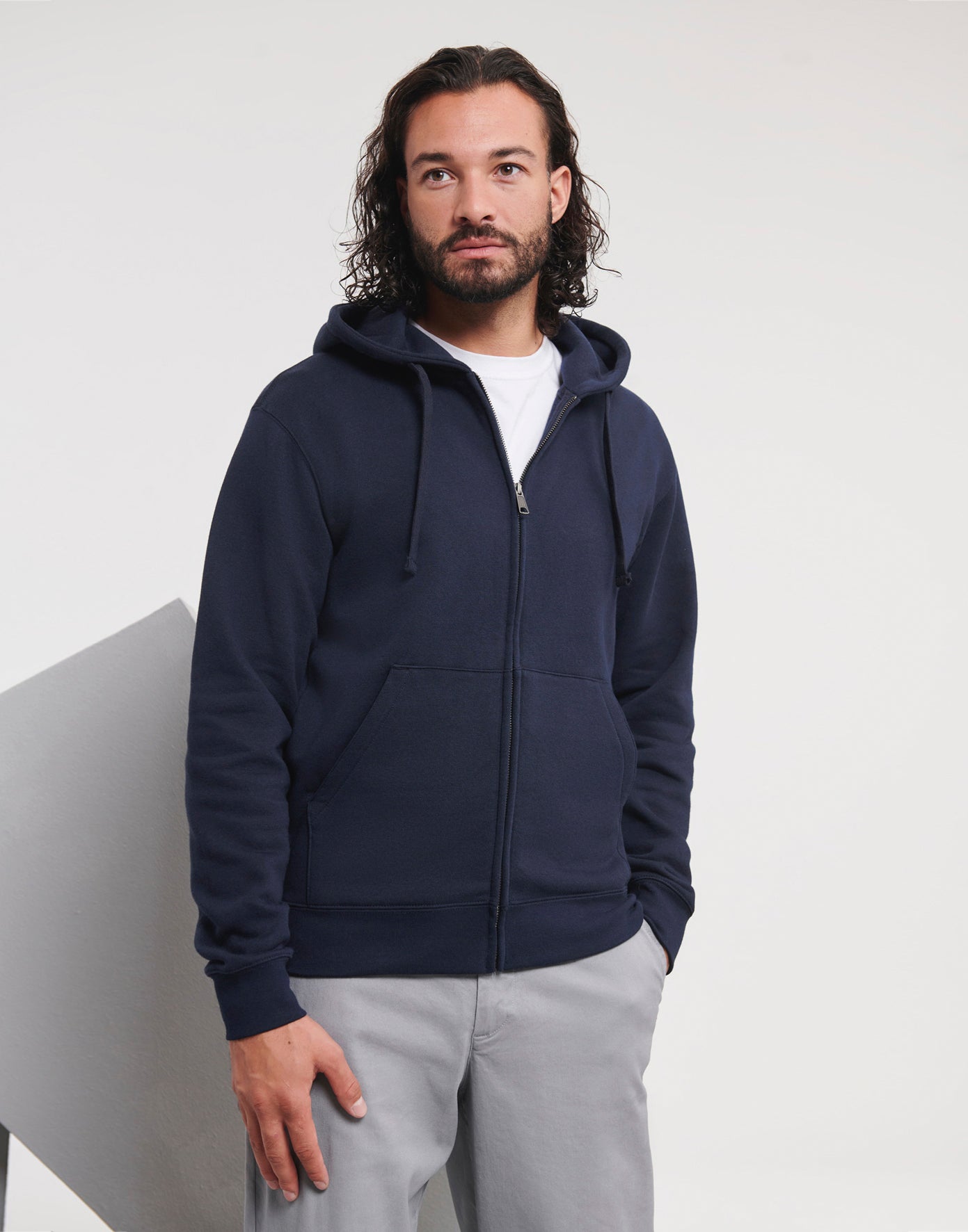 Miesten/Unisex vetoketjullinen premium huppari painatuksella