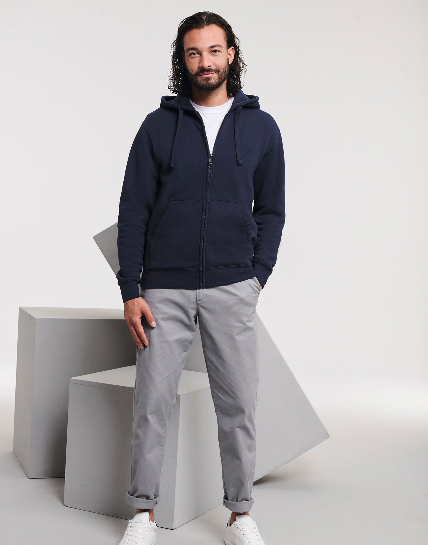 Miesten/Unisex vetoketjullinen premium huppari painatuksella