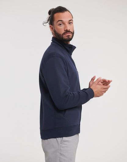 Miesten vetoketjullinen premium collegepaita painatuksella