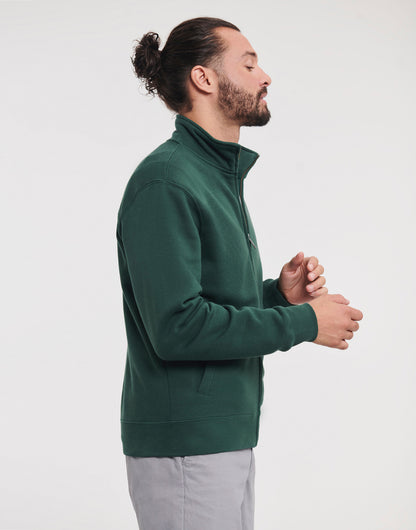 Miesten vetoketjullinen premium collegepaita painatuksella